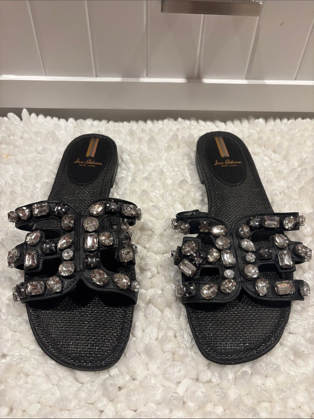 Sam Edelman Black Jeweled Slide Mules